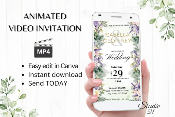 Digital Wedding Invitation W8414: Effortless Elegance