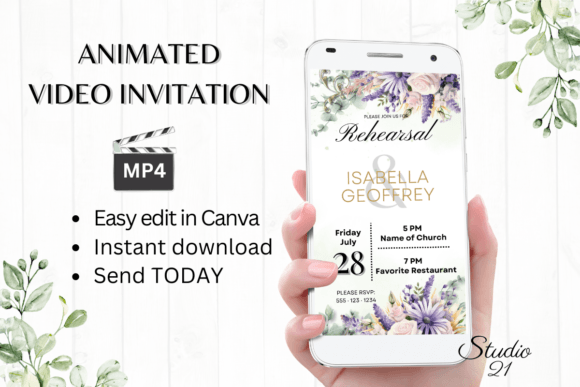 Effortless Elegance: The Digital Rehearsal Dinner Invite W7412