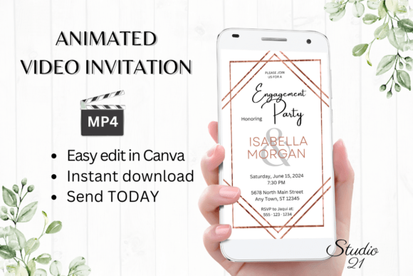 Minimalist Engagement Party Invite W1924: Effortless Digital Elegance