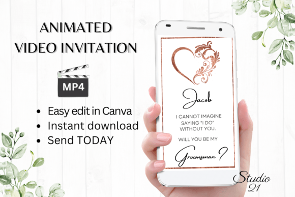 Minimalist Groomsman Proposal W3920GM: A Modern Invitation Solution