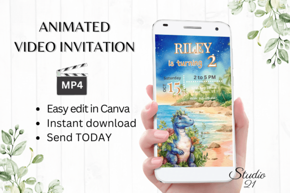 Roaring Fun: The Smartphone Dinosaur Birthday Invitation