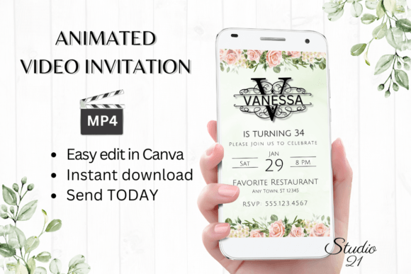 Smartphone Invitation (Monogram V): Your Digital Evite Solution