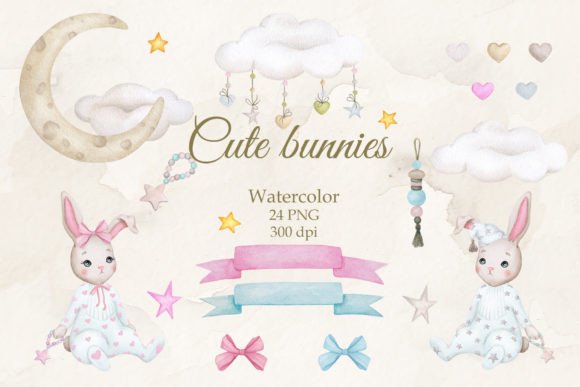 Sweet and Simple: Designing with Cute Baby Bunnies Watercolors
