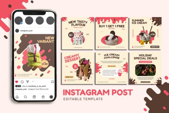 Sweeten Your Feed: Ice Cream Store Instagram Post Templates